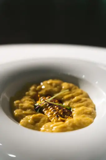 [PRI028] Crema de maíz, lima, jengibre y leche de coco